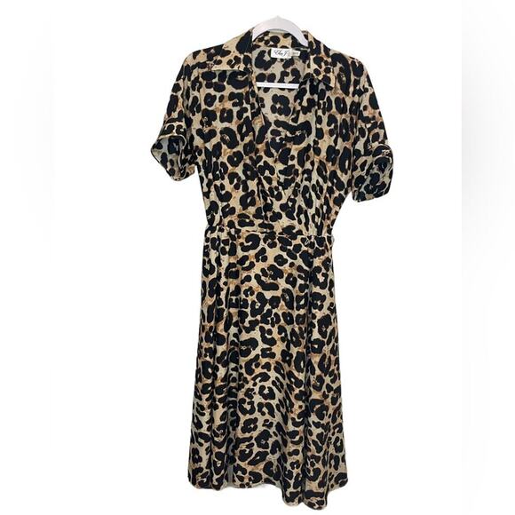 ELIZA J Animal Print Midi Shirtdress Size 6 EUC $138 MSRP - Picture 2 of 16